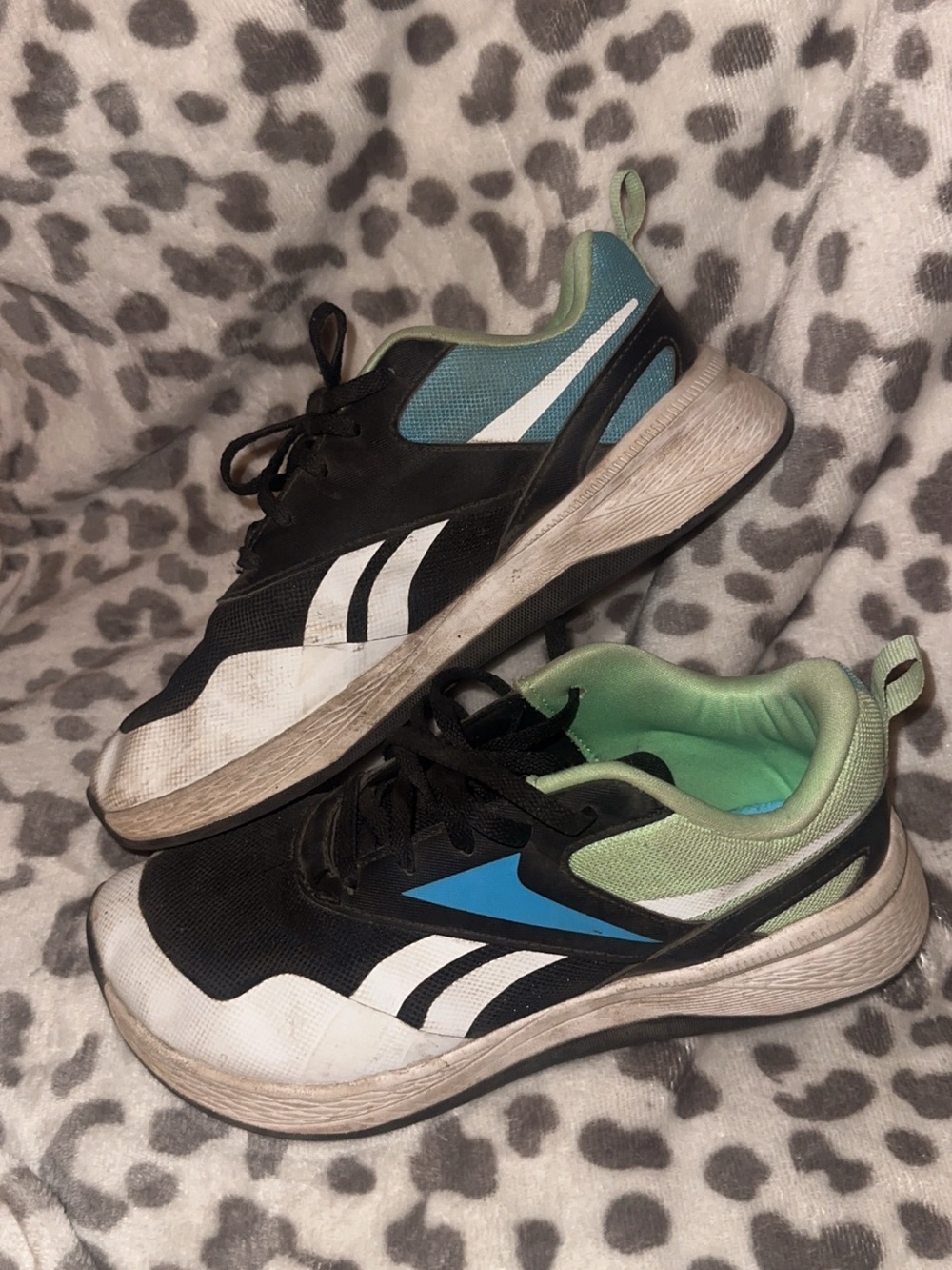 Reebok Kids Black, White, Blue & Green Sneakers